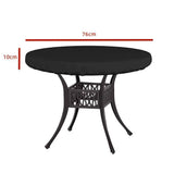 Round Tablecloth,  Waterproof Elastic Fitted Table Covers 76*10cm Tables, Wipeable Backed Plastic Table Cloths for Picnic, Camping, Outdoor - Black In Australia - Darrahopens