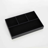 Jewelry Storage Case Black Leather Tray Organizer with 4 Compartments Desktop and Dresser Valet Tray for Jewelry Accessories(Black) In Australia - Darrahopens