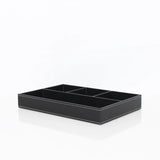 Jewelry Storage Case Black Leather Tray Organizer with 4 Compartments Desktop and Dresser Valet Tray for Jewelry Accessories(Black) In Australia - Darrahopens