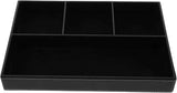 Jewelry Storage Case Black Leather Tray Organizer with 4 Compartments Desktop and Dresser Valet Tray for Jewelry Accessories(Black) In Australia - Darrahopens