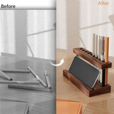 Pencil & Pen Holder for Desk, Solid Pen Display Stand with 9 Slots and Cell Phone Holder, Aesthetic Pen Organizer for Minimalist Office Desk Decor In Australia - Darrahopens