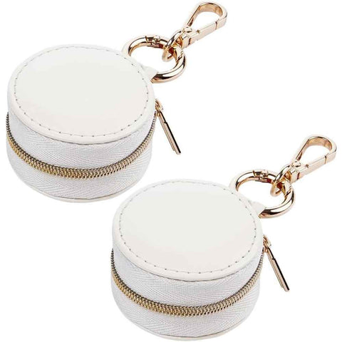 2pcs  Jewelry Ring Holder Box with Keychain, Portable Gym Jewelry Storage Box Case, Small Travel Ring Earring Stud Necklace Storage Case (White) In Australia - Darrahopens