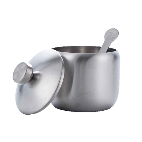Stainless Steel Sugar Bowl, with Lid and Spoon, Silver, Round, Geometric Pattern, Durable, Rust Resistant, Dishwasher Safe, Home and Kitchen Storage In Australia - Darrahopens