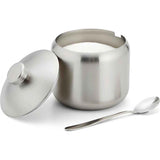 Stainless Steel Sugar Bowl, with Lid and Spoon, Silver, Round, Geometric Pattern, Durable, Rust Resistant, Dishwasher Safe, Home and Kitchen Storage In Australia - Darrahopens