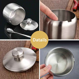 Stainless Steel Sugar Bowl, with Lid and Spoon, Silver, Round, Geometric Pattern, Durable, Rust Resistant, Dishwasher Safe, Home and Kitchen Storage In Australia - Darrahopens
