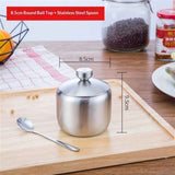 Stainless Steel Sugar Bowl, with Lid and Spoon, Silver, Round, Geometric Pattern, Durable, Rust Resistant, Dishwasher Safe, Home and Kitchen Storage In Australia - Darrahopens