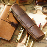 Brown  Pencil Case, Makeup & Stationery Bag, Zipper Pouch for Daily Essentials, Compact & Stylish Cosmetic Pouch, Multifunctional Storage Organizer, In Australia - Darrahopens