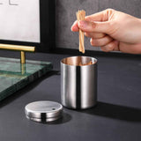 Toothpick Holder,Stainless Steel Toothpick Holder Dispenser Pocket Toothpicks Holder Round Metal Toothpick Storage Box for Table, Restaurant, Travel (silvery) In Australia - Darrahopens