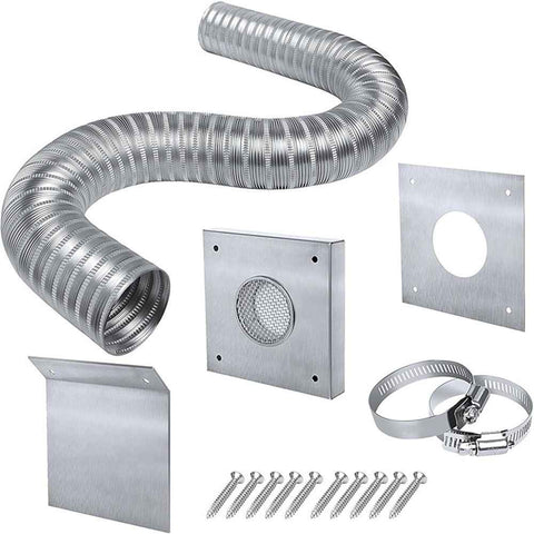 Pellet Stove Fresh Air Intake Kit, Outside Cold Air Kit for Pellet Stove Pipe, Aluminum Flex Vent Pipe for Corn with Wall Plate Screen & Screw Hose Clamps In Australia - Darrahopens