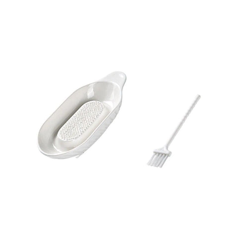 Ceramic Ginger Grater Plate with Scraper for Grinding Wasabi Ginger Garlic Cheese Fruits Vegetables（Ship shape * 1, small brush * 1 included） In Australia - Darrahopens