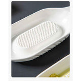 Ceramic Ginger Grater Plate with Scraper for Grinding Wasabi Ginger Garlic Cheese Fruits Vegetables（Ship shape * 1, small brush * 1 included） In Australia - Darrahopens
