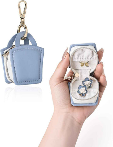 2pcs Ring holder Keychain for jewelry,Portable Mini Gym Travel Jewelry Case for Earrings, Rings, Necklaces Man and Women (Blue) In Australia - Darrahopens