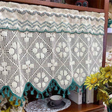 Vintage  countryside cotton thread hook flower lace cabinet curtain door curtain partition window kitchen cabinet half curtain short curtain（150*50cm） In Australia - Darrahopens