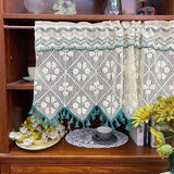 Vintage  countryside cotton thread hook flower lace cabinet curtain door curtain partition window kitchen cabinet half curtain short curtain（150*50cm） In Australia - Darrahopens