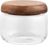 Glass Food Storage Container with Wooden Lids Small Coffee Jar Sugar Canister Airtight Food Storage Container Coffee Container for Nut Spice Candy Loose Tea（9.5*8cm） In Australia - Darrahopens
