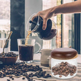 Glass Food Storage Container with Wooden Lids Small Coffee Jar Sugar Canister Airtight Food Storage Container Coffee Container for Nut Spice Candy Loose Tea（9.5*8cm） In Australia - Darrahopens