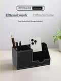 Desk Organizer Office Supplies Leather Multi-function Storage Box Pen/Pencil,Cell phone, Business Name Cards Remote Control Holder Black In Australia - Darrahopens