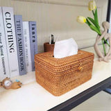 Rectangle Tissue Box Cover, Woven Tissue Box Holder with Lid, Wicker Tissue Holder for Bathroom Toilet Living Room Bedroom Table Desk Home Office Car, Coffee In Australia - Darrahopens