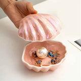 Jewelry Dish Tray, Ceramic Trinket Tray Clamshell Jewelry Storage Dish, Ring Holder Dish Key Bowl, Decorative Jewelry Plate, Cute Jewelry Organizer for Room Decor (Pink) In Australia - Darrahopens