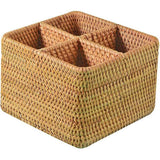 Natural Rattan 4 Compartments Cooking Utensil Silverware Organizer Holder Cosmetics Storage Box Cutlery Caddy Flatware Serving Basket In Australia - Darrahopens