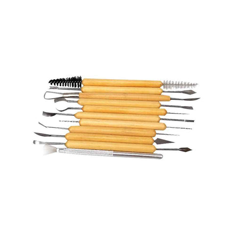 11 Pcs Pottery & Clay Sculpting Tools, Double-Sided, Ceramics Tools Smooth Wooden Handles for Trimming, Embossing Pattern. In Australia - Darrahopens