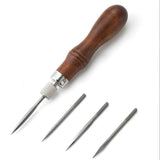 4 in 1 Wooden Handle Leather Craft Sewing Kit  DIY Hole Punch Tool for Leather Sewing Hand Stitching In Australia - Darrahopens