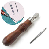 4 in 1 Wooden Handle Leather Craft Sewing Kit  DIY Hole Punch Tool for Leather Sewing Hand Stitching In Australia - Darrahopens