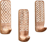 Shelf Boho Decorative Wood Adhesive Wall Hooks for Hanging Coats, Keys, Leash, Hat, Towel Holder, Cute Sticky Key Holder,  (3 Hooks ) In Australia - Darrahopens