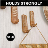Shelf Boho Decorative Wood Adhesive Wall Hooks for Hanging Coats, Keys, Leash, Hat, Towel Holder, Cute Sticky Key Holder,  (3 Hooks ) In Australia - Darrahopens