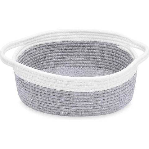 Rope Baskets for Gifts Empty, Decorative Storage Baskets for Nursery, Woven Gift Basket for Baby Shower, Dog Toy Basket with Handles for Living Room, - Grey+white In Australia - Darrahopens