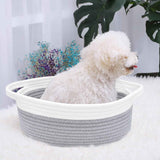 Rope Baskets for Gifts Empty, Decorative Storage Baskets for Nursery, Woven Gift Basket for Baby Shower, Dog Toy Basket with Handles for Living Room, - Grey+white In Australia - Darrahopens