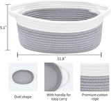 Rope Baskets for Gifts Empty, Decorative Storage Baskets for Nursery, Woven Gift Basket for Baby Shower, Dog Toy Basket with Handles for Living Room, - Grey+white In Australia - Darrahopens