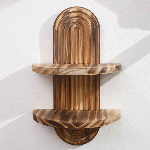 double-layer  Arched Mid Century Art Boho Decor Design Floating Shelves for Home Bedroom Living Room Farmhouse Display Wall Plant Holder Decoration, 13.58*8.66in In Australia - Darrahopens