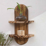 double-layer  Arched Mid Century Art Boho Decor Design Floating Shelves for Home Bedroom Living Room Farmhouse Display Wall Plant Holder Decoration, 13.58*8.66in In Australia - Darrahopens