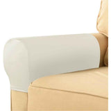 Stretch Armrest Covers for Chairs and Sofas Couch Arm Covers for Sofa, PU Armrest Covers Anti-Slip Furniture Protector Washable Armchair Slipcovers for Recliner 2pcs(White) In Australia - Darrahopens