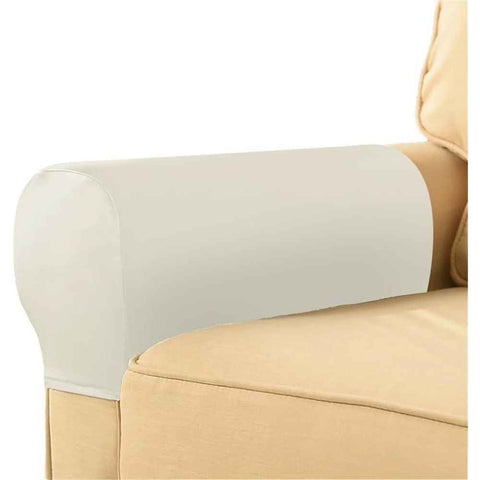 Stretch Armrest Covers for Chairs and Sofas Couch Arm Covers for Sofa, PU Armrest Covers Anti-Slip Furniture Protector Washable Armchair Slipcovers for Recliner 2pcs(White) In Australia - Darrahopens