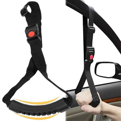 2pcs Car Safety Grab Bar for Adults, Seniors, and Elderly, Ergonomic Vehicle Support Handle with Adjustable Strap and Non-Slip Rubber Grip, Automotive Standing and Mobility Aid（black） In Australia - Darrahopens