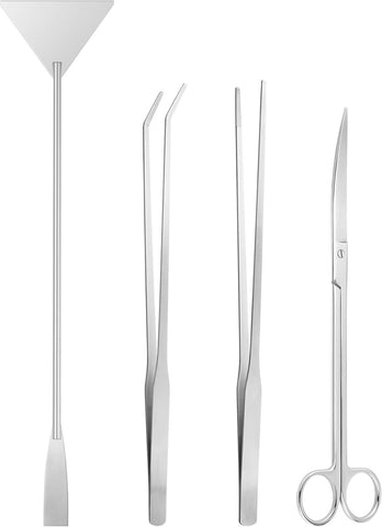 4pcs  Aquarium Tweezers Scissors Spatula, Stainless Steel Aquatic Plants Aquascaping Tools Set for Fish Starter Kits, Aquariums Tank and Terrarium