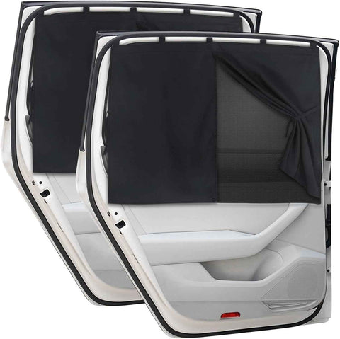 Car Window Shades, 2 Pack Magnetic Double Layer Auto Sun Shade for Side Windows Privacy Full Covers/Half Shade Options Back Car Window Curtains for Baby Protection（ 71*47cm） In Australia - Darrahopens