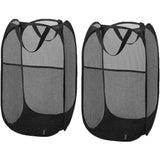 Popup Mesh Laundry Basket, Collapsible and Portable Clothes Washing Laundry Hamper with Reinforced Carry Handle (Black 2pcs) In Australia - Darrahopens