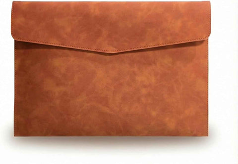 A4 PU Leather Envelope Documents File Portfolio Large Capacity Folders Travel Bag for Paper Letter Stationery Organizer and Tablet Case PC Sleeve (light brown） In Australia - Darrahopens