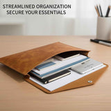 A4 PU Leather Envelope Documents File Portfolio Large Capacity Folders Travel Bag for Paper Letter Stationery Organizer and Tablet Case PC Sleeve (light brown） In Australia - Darrahopens