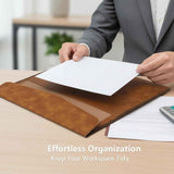 A4 PU Leather Envelope Documents File Portfolio Large Capacity Folders Travel Bag for Paper Letter Stationery Organizer and Tablet Case PC Sleeve (light brown） In Australia - Darrahopens