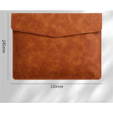 A4 PU Leather Envelope Documents File Portfolio Large Capacity Folders Travel Bag for Paper Letter Stationery Organizer and Tablet Case PC Sleeve (light brown） In Australia - Darrahopens
