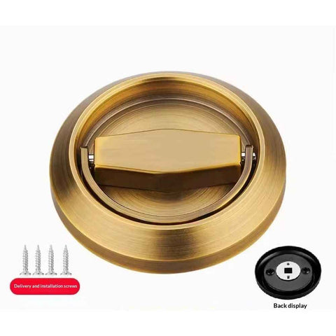 2pcs  Recessed Door Handles, Round Flush Pulls Stainless Steel Furniture Locks Hidden Embedded Fireproof Door Furniture (yellow) In Australia - Darrahopens