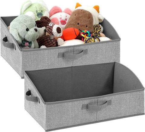 2 Pack Dog Toy Basket, Collapsible Cat Dog Toy Bin with Handles, Fabric Trapezoid Dog Toy Box Storage for Pet Dogs Toys,Blankets,Clothes and Accessories (Gray) In Australia - Darrahopens