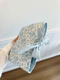 Quilted Bow Book Cover Protective Cover Washable Female Gift Girl Book Lover Gift (Blue Flower 32*27cm) In Australia - Darrahopens