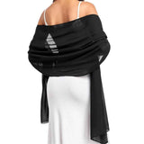 Women's Scarf Shawls and Wraps for Evening Dress Wedding Party Bridal Scarves chiffon scarf（black） In Australia - Darrahopens