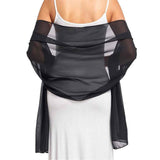 Women's Scarf Shawls and Wraps for Evening Dress Wedding Party Bridal Scarves chiffon scarf（black） In Australia - Darrahopens