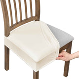 Waterproof Pu Leather Seat Covers for Dining Room Chairs Set of 4, Stretch Fit Removable Washable Kitchen Chair Seat Slipcovers Protector, white In Australia - Darrahopens